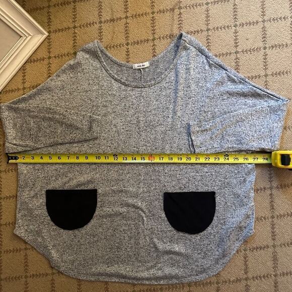Mod Ref grey knit crew neck with 2 black pockets and batwing sleeves S - Picture 4 of 12